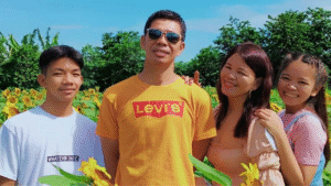 the maguad siblings smiling with their parents on vacation. little did they know they would be brutally murdered in their own home year later 